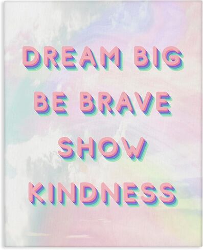 Stupell Industries Dream Big Be Brave Retro Tie Dye Pattern، صممه Daphne Polselli لوحة فنية جدارية من القماش، باللون الوردي in Kuwait