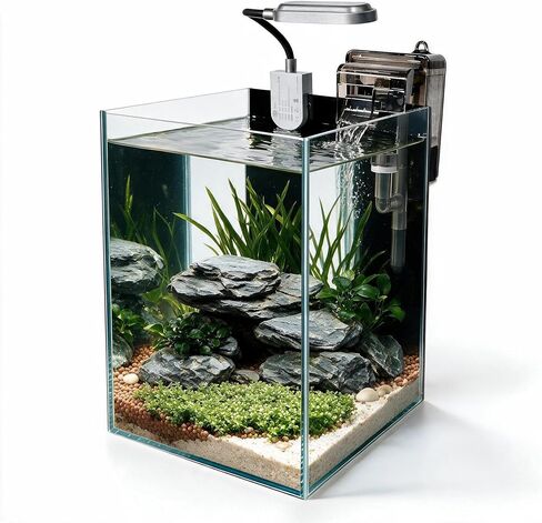 1.5 Gallon Fish Tank Starter Kits, Nano Glass Aquarium with Filter, Led Light for Aquascape DIY, Betta Fish, Gold Fish, Tetra Fish, Shrimp in Kuwait