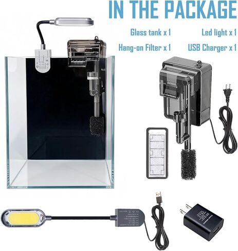1.5 Gallon Fish Tank Starter Kits, Nano Glass Aquarium with Filter, Led Light for Aquascape DIY, Betta Fish, Gold Fish, Tetra Fish, Shrimp in Kuwait