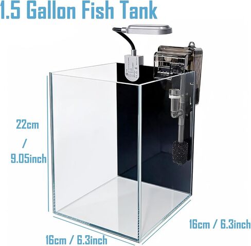 1.5 Gallon Fish Tank Starter Kits, Nano Glass Aquarium with Filter, Led Light for Aquascape DIY, Betta Fish, Gold Fish, Tetra Fish, Shrimp in Kuwait