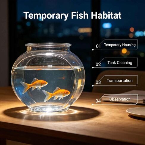 Koller Products 1-Gallon Plastic Oval Fish Bowl, Temporary Fish Tank for Betta Shrimps Snails, Fry, Isolation, Fish Breeding, Classroom Education & Decoration in Kuwait