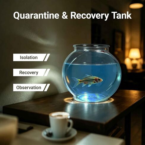 Koller Products 1-Gallon Plastic Oval Fish Bowl, Temporary Fish Tank for Betta Shrimps Snails, Fry, Isolation, Fish Breeding, Classroom Education & Decoration in Kuwait