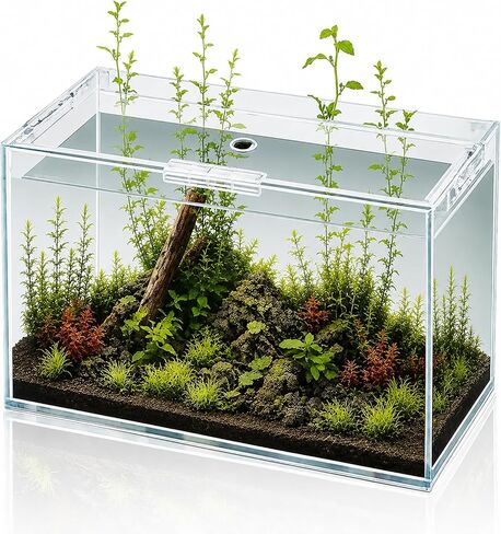6 Gallon Glass Fish Tank 5 Gallon Open-Back Lid, Small Aquarium Fish Bowl Cube for Betta Goldfish Snails Shrimp Aquatic Planting, Ultra Clear Rimless Design Low Iron in Kuwait