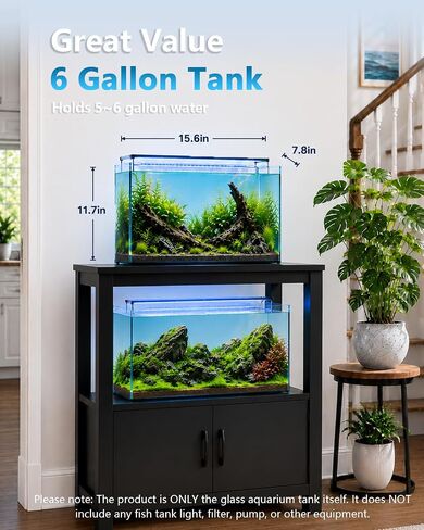6 Gallon Glass Fish Tank 5 Gallon Open-Back Lid, Small Aquarium Fish Bowl Cube for Betta Goldfish Snails Shrimp Aquatic Planting, Ultra Clear Rimless Design Low Iron in Kuwait