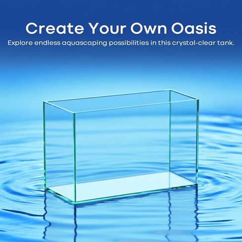 6 Gallon Glass Fish Tank 5 Gallon Open-Back Lid, Small Aquarium Fish Bowl Cube for Betta Goldfish Snails Shrimp Aquatic Planting, Ultra Clear Rimless Design Low Iron in Kuwait