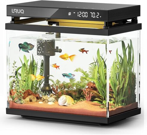 URUQ Fish Tank Smart Aquarium Kit 2 Gal UHD Glass Aroma Diffuser - White in Saudi Arabia