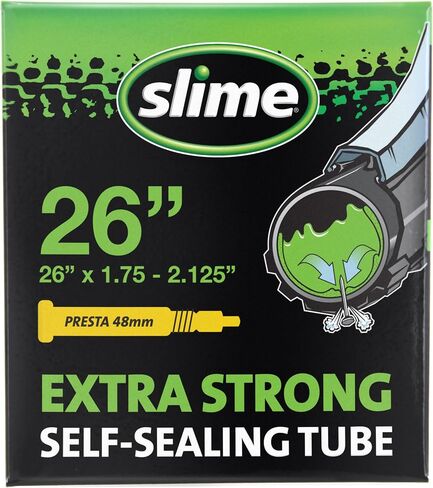 Slime 30084 Bike Inner Tube with Slime Puncture Sealant, Extra Strong, Self Sealing, Prevent and Repair, Presta Valve, 26" x 1.75-2.125" in Kuwait