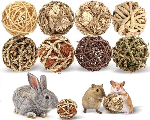 Bunny Rabbit Chew Grass Balls, Rolling Chew Toys for Small Animals (8 Pcs) in Kuwait