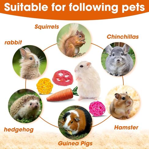 Jorewood 21 Pcs Rabbit Chew Toys for Teeth, Natural Bunny Toys Peach Wood Grass Timothy Sticks Chew and Treat for Guinea Pigs Hamster Chinchillas and Other Small Pets in Kuwait