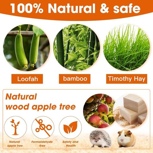 Jorewood 21 Pcs Rabbit Chew Toys for Teeth, Natural Bunny Toys Peach Wood Grass Timothy Sticks Chew and Treat for Guinea Pigs Hamster Chinchillas and Other Small Pets in Kuwait