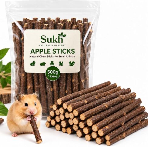 Sukh Natural Organic Apple Sticks - 250g Chew Sticks for Small Animals in Kuwait