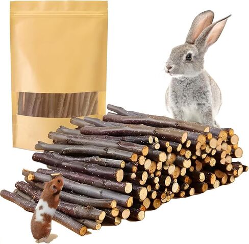 600g Organic Apple Sticks Small Animals Molar Wood Treats Toys for Chinchillas Guinea Pig Rabbits Hamster Gerbil Parrot Bunny Chew Stick Toys, 21.2 OZ in Kuwait