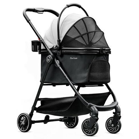 Dog Stroller for Medium Dogs, 4 Wheels Pet Stroller for 2 Small Dogs or 1 Medium Dogs, Cat Stroller Up to 80 lbs, Dual Entry Design, Foldable Design, Sun Shades, Breathable Mesh, Black in Saudi Arabia