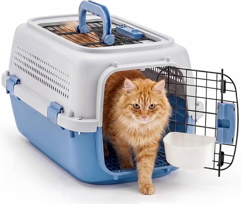 Dog & Cat Hard Carrier, 23IN Two-Door Plastic Pet Kennel with Ventilation in Saudi Arabia