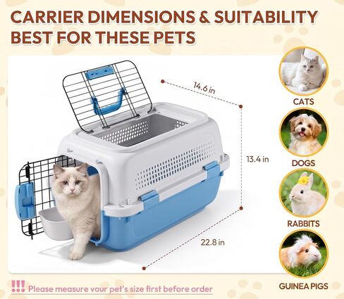 Dog & Cat Hard Carrier, 23IN Two-Door Plastic Pet Kennel with Ventilation in Saudi Arabia