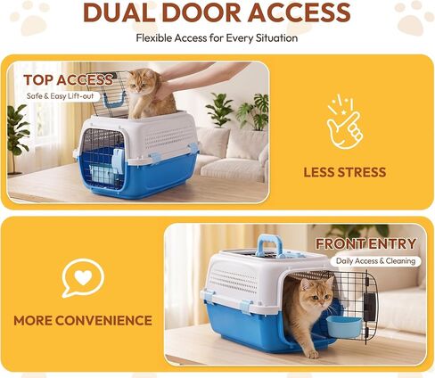 Dog & Cat Hard Carrier, 23IN Two-Door Plastic Pet Kennel with Ventilation in Saudi Arabia