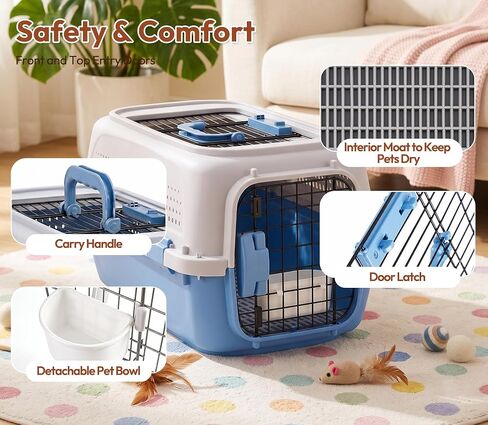 Dog & Cat Hard Carrier, 23IN Two-Door Plastic Pet Kennel with Ventilation in Saudi Arabia