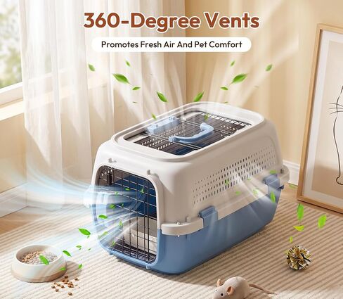 Dog & Cat Hard Carrier, 23IN Two-Door Plastic Pet Kennel with Ventilation in Saudi Arabia