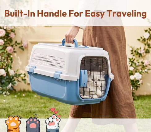Dog & Cat Hard Carrier, 23IN Two-Door Plastic Pet Kennel with Ventilation in Saudi Arabia