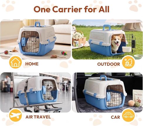 Dog & Cat Hard Carrier, 23IN Two-Door Plastic Pet Kennel with Ventilation in Saudi Arabia