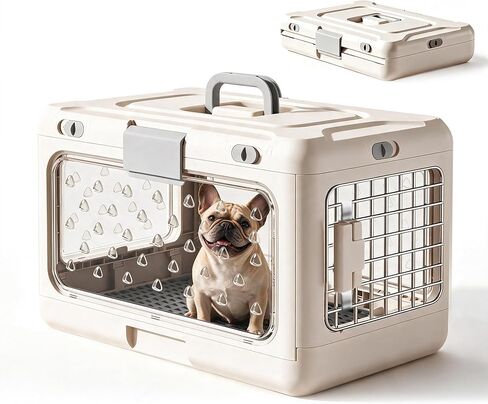 Collapsible Small Dog Crate, Hard-Sided Foldable Cat Carrier in Kuwait