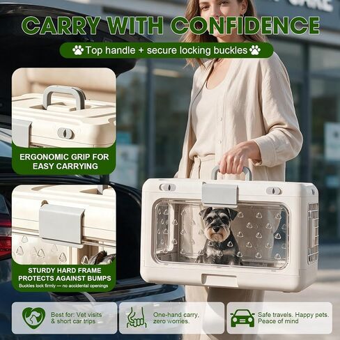 Collapsible Small Dog Crate, Hard-Sided Foldable Cat Carrier in Kuwait
