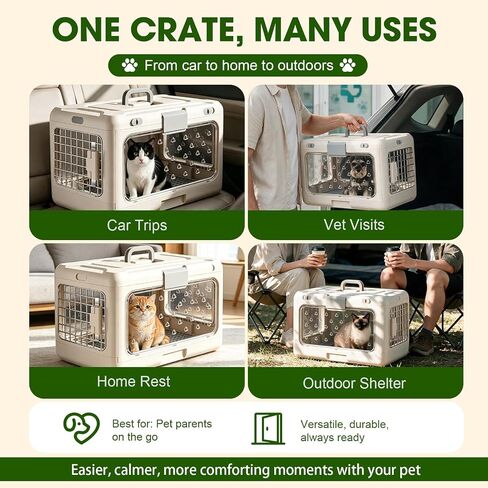 Collapsible Small Dog Crate, Hard-Sided Foldable Cat Carrier in Kuwait