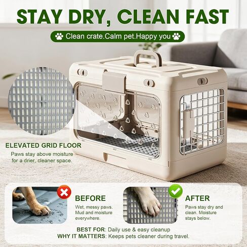 Collapsible Small Dog Crate, Hard-Sided Foldable Cat Carrier in Kuwait