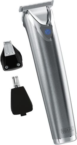 Wahl USA Stainless Steel Lithium-Ion Cordless Beard Trimmer for Men - Rechargeable All in One Men's Beard Trimmer with Rotary Ear & Nose Trimmer, & Detail Trimmer - Model 9818A in Kuwait
