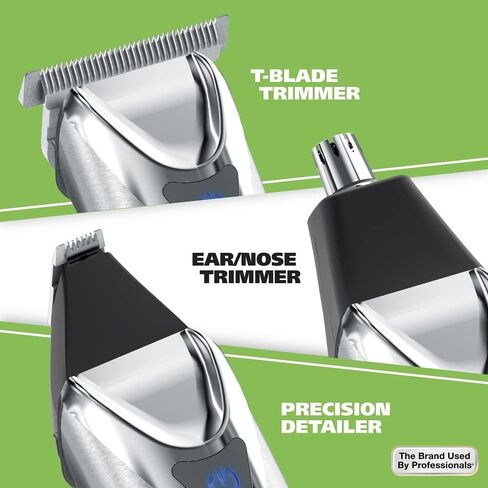 Wahl USA Stainless Steel Lithium-Ion Cordless Beard Trimmer for Men - Rechargeable All in One Men's Beard Trimmer with Rotary Ear & Nose Trimmer, & Detail Trimmer - Model 9818A in Kuwait