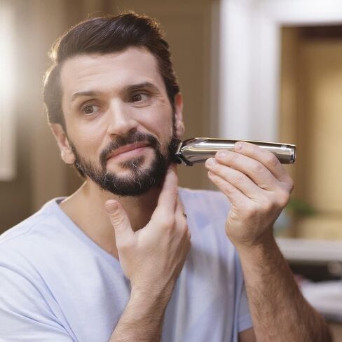 Wahl USA Stainless Steel Lithium-Ion Cordless Beard Trimmer for Men - Rechargeable All in One Men's Beard Trimmer with Rotary Ear & Nose Trimmer, & Detail Trimmer - Model 9818A in Kuwait