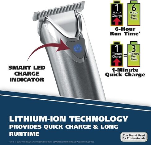 Wahl USA Stainless Steel Lithium-Ion Cordless Beard Trimmer for Men - Rechargeable All in One Men's Beard Trimmer with Rotary Ear & Nose Trimmer, & Detail Trimmer - Model 9818A in Kuwait