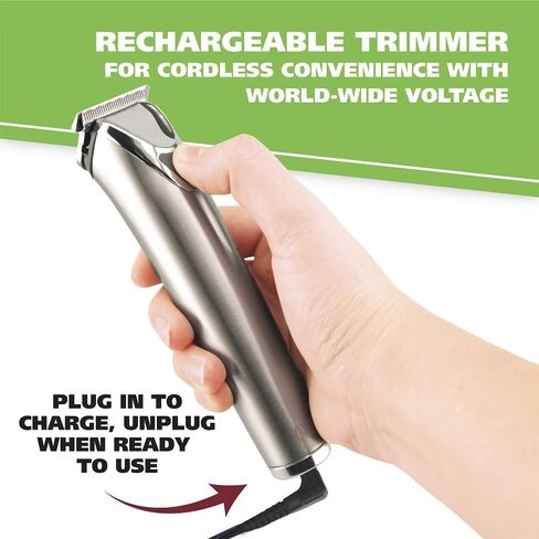 Wahl USA Stainless Steel Lithium-Ion Cordless Beard Trimmer for Men - Rechargeable All in One Men's Beard Trimmer with Rotary Ear & Nose Trimmer, & Detail Trimmer - Model 9818A in Kuwait