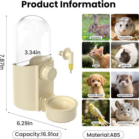 16.9 Oz Rabbit Water Bottle Dispenser,Hanging Bunny Water Bowl for cage in Saudi Arabia