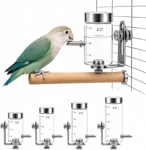 Glass Bird Water Feeder with Magnetic Holder – No Drip Cage Water Dispenser for Small Parrots & Birds, Automatic Drinking Bottle for Cockatiels, Budgies, Lovebirds, Conures (150ml4245-1) in Kuwait