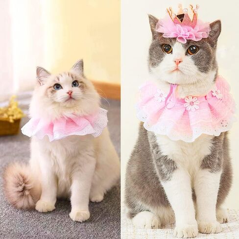 Cat Princess Costumes Pink Cat Crown Hat & Lace Bandana Scarf Set in Kuwait