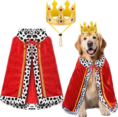 Large Dog Halloween Costumes Dog King Costumes Cape Crown for Medium Dogs Funny King Prince Halloween Cosplay Costume for Large Medium Size Dogs Cats in Saudi Arabia