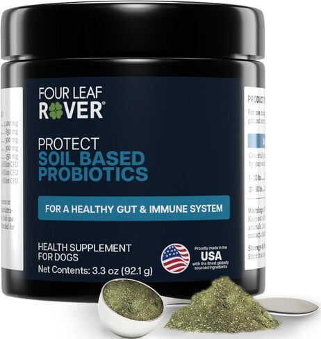 Four Leaf Rover Protect - Probiotics for Dogs - Veterinarian Formulated - with Natural Prebiotics and Antioxidants - Detoxification & Gut Health - 30 Day Large Dog Supply in Saudi Arabia
