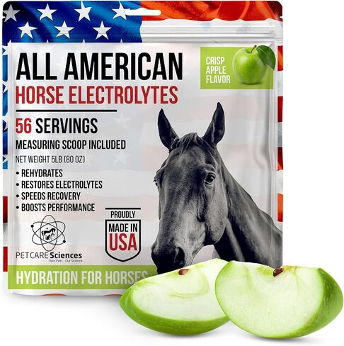 Horse Electrolytes Powder, Tasty Equine Hydration, Just Add to Water, Crisp Apple Flavor, 5 Pound Bag, Made in the USA in Kuwait