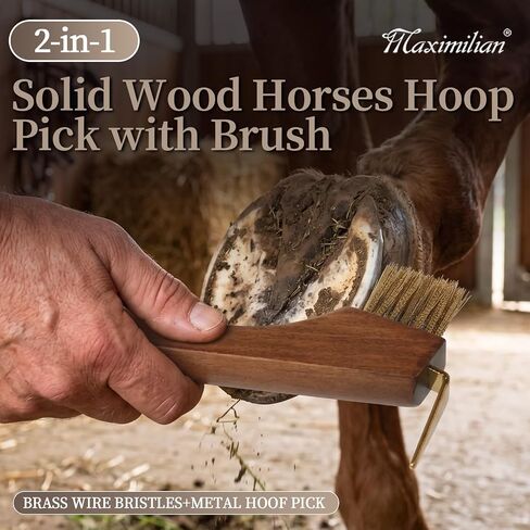 MAXIMILIAN 2-in-1 Solid Wood Horse Hoop Pick with Brush in Kuwait