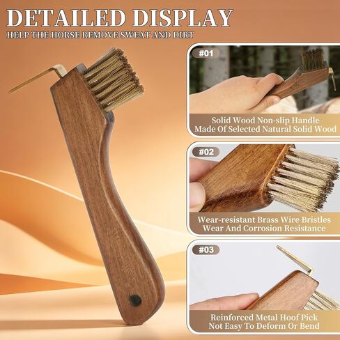 MAXIMILIAN 2-in-1 Solid Wood Horse Hoop Pick with Brush in Kuwait