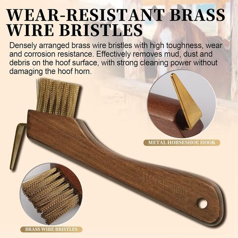 MAXIMILIAN 2-in-1 Solid Wood Horse Hoop Pick with Brush in Kuwait