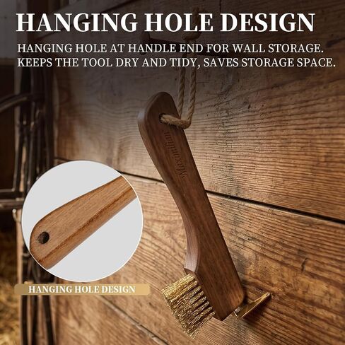 MAXIMILIAN 2-in-1 Solid Wood Horse Hoop Pick with Brush in Kuwait