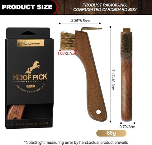 MAXIMILIAN 2-in-1 Solid Wood Horse Hoop Pick with Brush in Kuwait