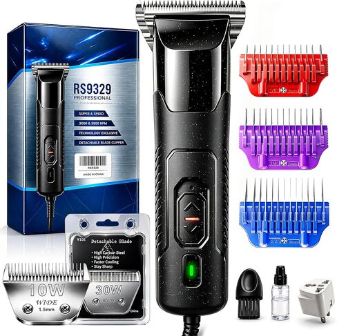 Professional Heavy Duty Horse Clippers, 2 Wide Blades & 3 Guide Combs in Kuwait