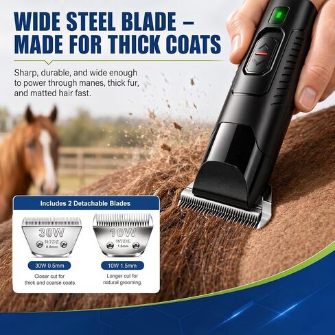 Professional Heavy Duty Horse Clippers, 2 Wide Blades & 3 Guide Combs in Kuwait