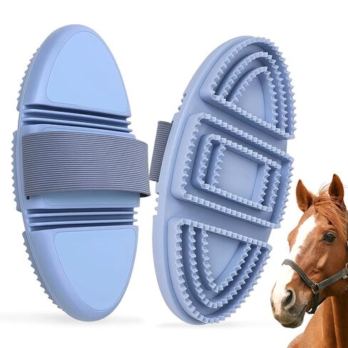 Blue Flexible&Bendable Curry Comb for Horses&Dogs Grooming Brush in Kuwait