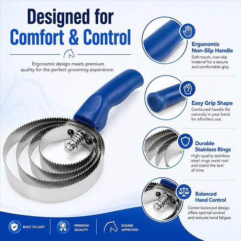 2-Pack Reversible Curry Combs for Horses and Pets, Stainless Steel in Kuwait