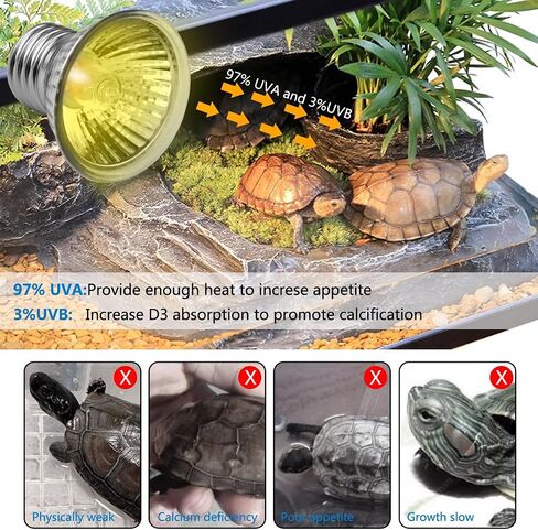 DOMICA Reptile Heat Lamp with 50W UVA UVB Light Bulb, Basking Spot Light Simulated Sunlight, Heating Lamp for Turtle, Lizard, Snake, Beared Dragon, Amphibians in Kuwait