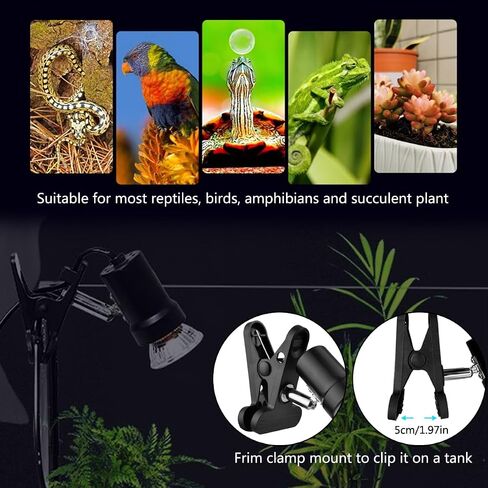 DOMICA Reptile Heat Lamp with 50W UVA UVB Light Bulb, Basking Spot Light Simulated Sunlight, Heating Lamp for Turtle, Lizard, Snake, Beared Dragon, Amphibians in Kuwait